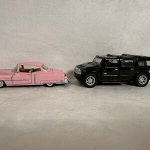 Kinsmart Die Cast Metal Model Toy Cars Cotton Candy Cadillac and Black Hummer